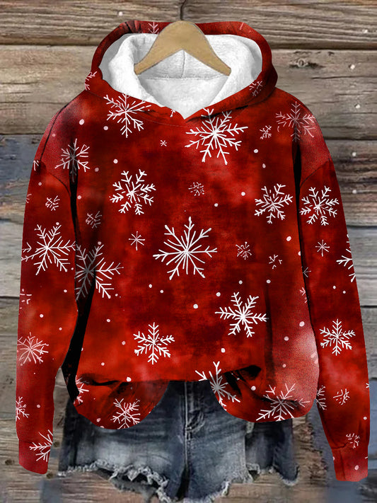 Unisex Christmas Snowflake Pattern Casual Hooded Sweatshirt