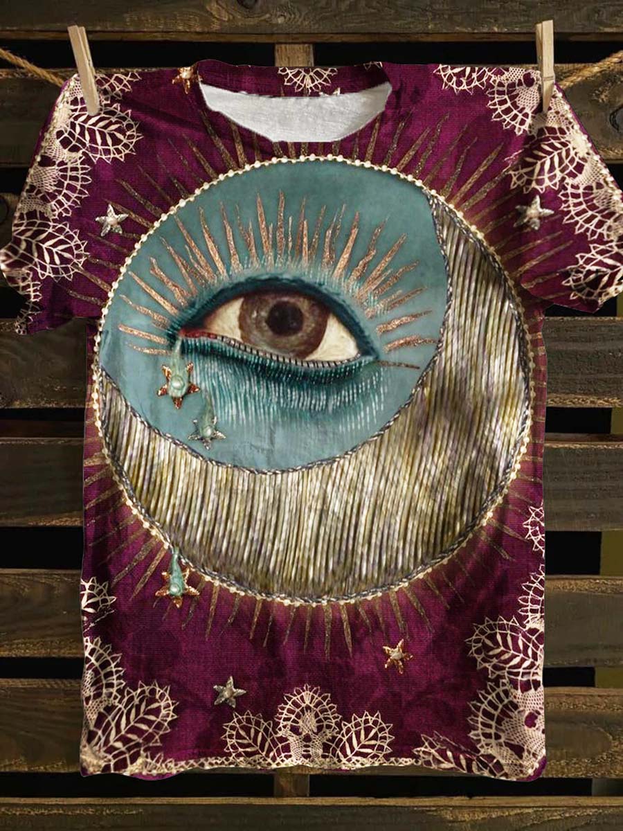 Unisex Tarot Card All Seeing Eye Pattern Casual Round Neck Short Sleeve T-Shirt