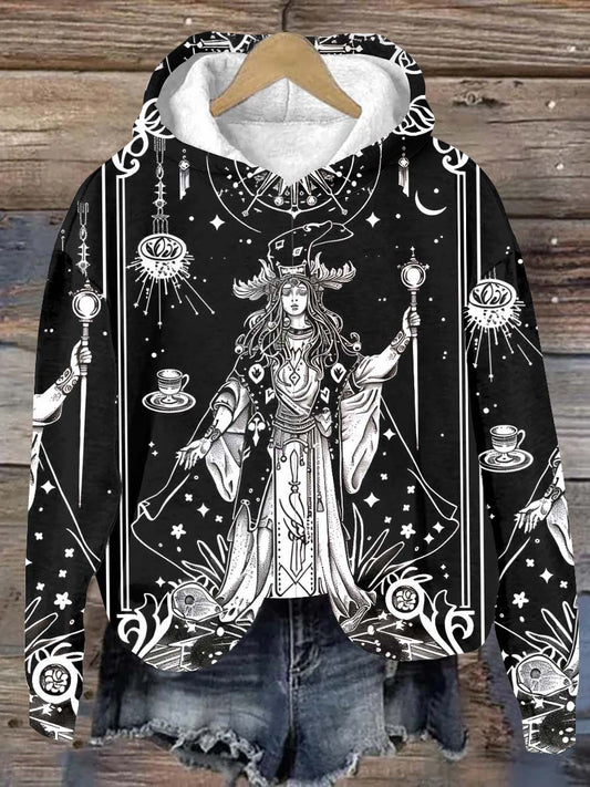 Unisex Tarot Witch Astrolabe Graphic Casual Hooded Sweatshirt