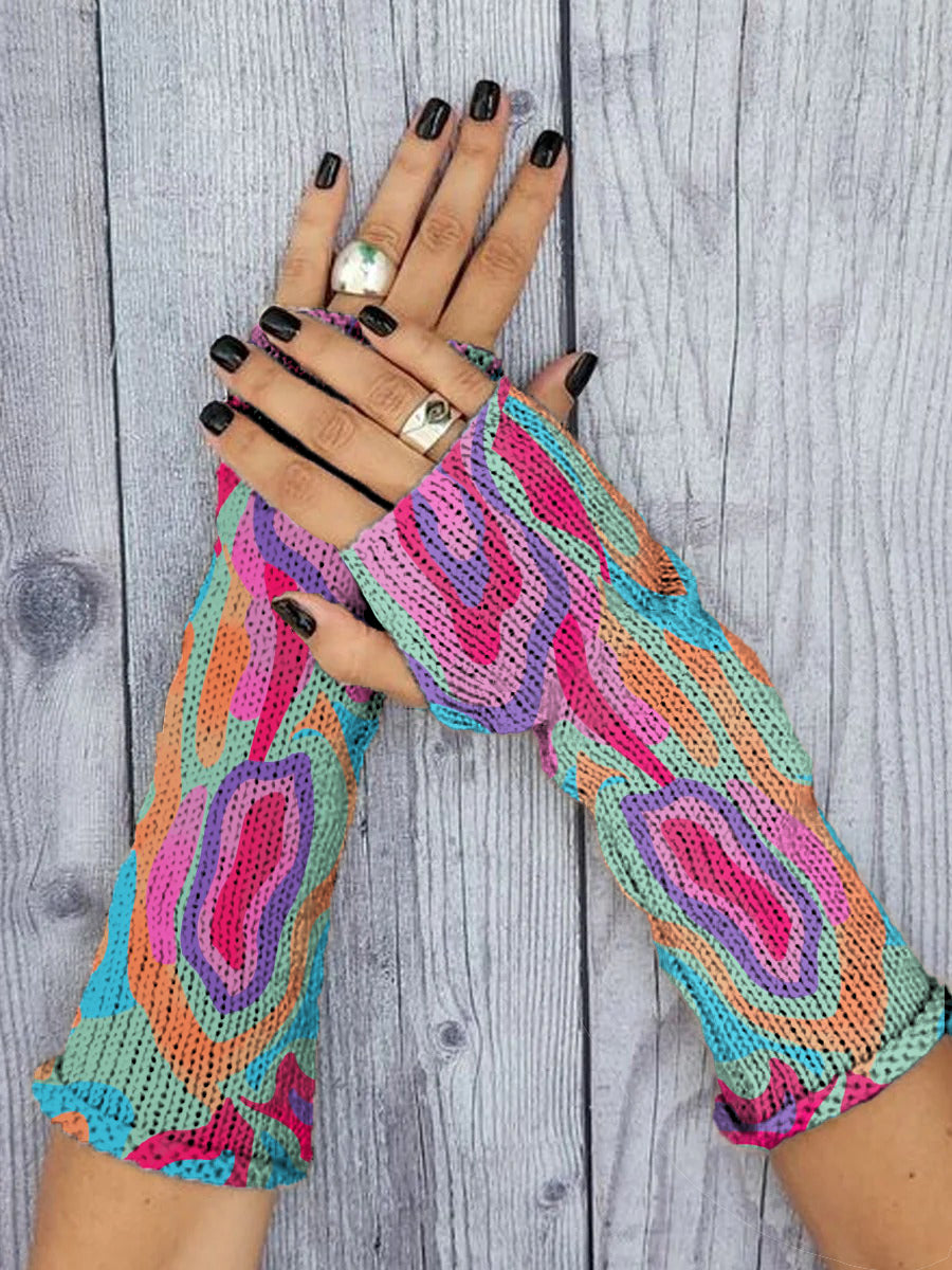 Women's Geometric Streamlined Graphic Print Knitted Gloves