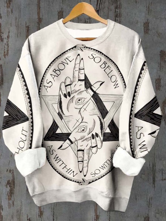 Unisex Divination Gesture Pattern Casual Crew Neck Long Sleeve Sweatshirt