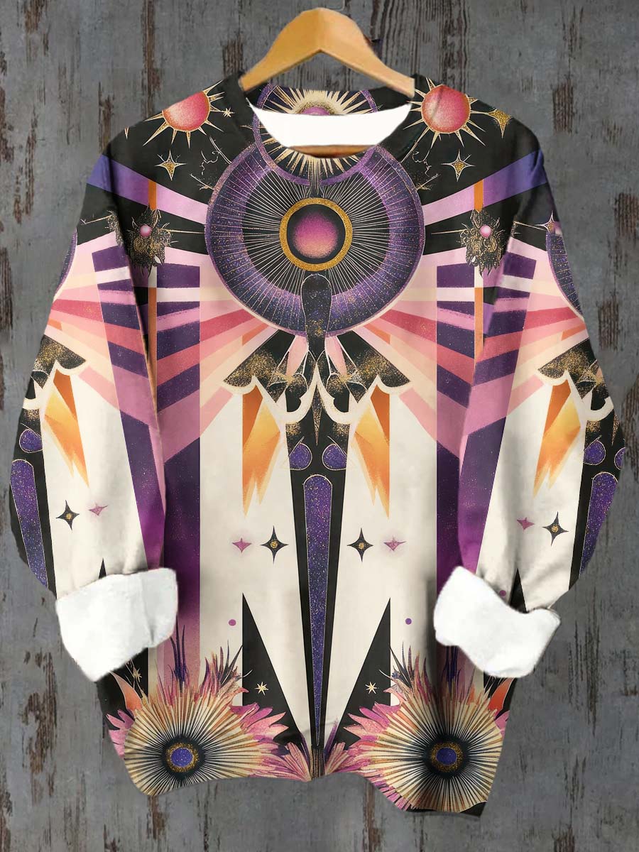 Unisex Tarot Wheel Of Fortune Pattern Casual Crew Neck Long Sleeve Sweatshirt