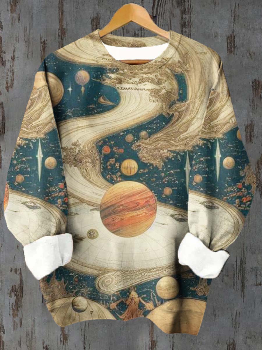 Unisex Tarot Star Pattern Casual Round Neck Long Sleeve Sweatshirt