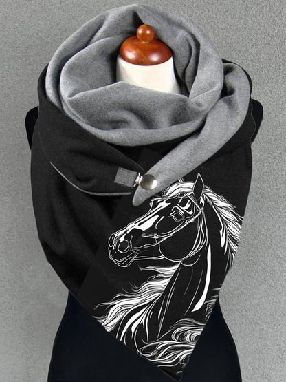 Women's Horse Print Casual Warm Scarf