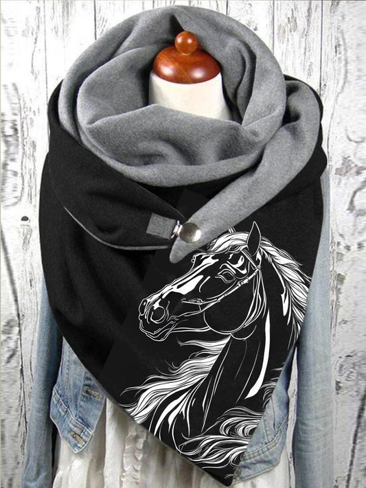 Women's Horse Print Casual Warm Scarf