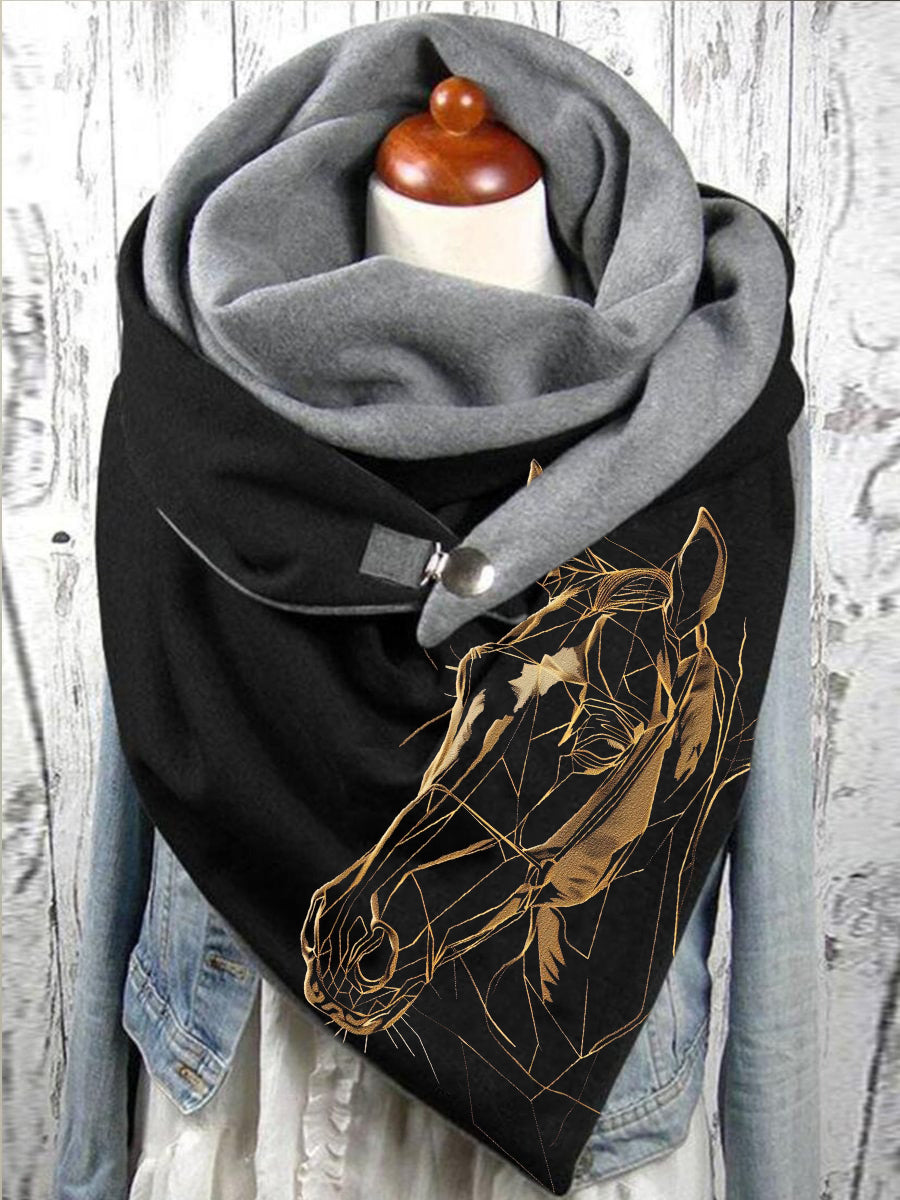 Women's Horse Print Casual Warm Scarf