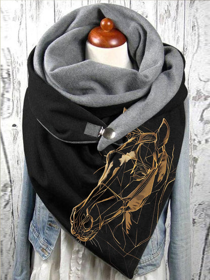 Women's Horse Print Casual Warm Scarf