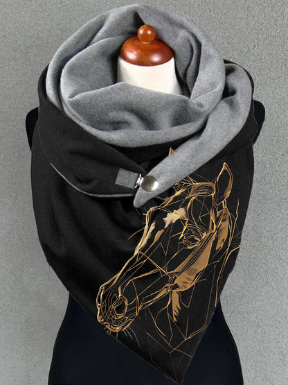 Women's Horse Print Casual Warm Scarf