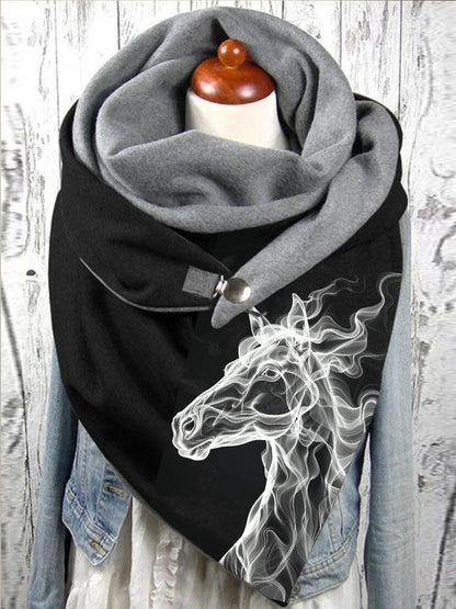 Women's Horse Printed Casual Warm Scarf