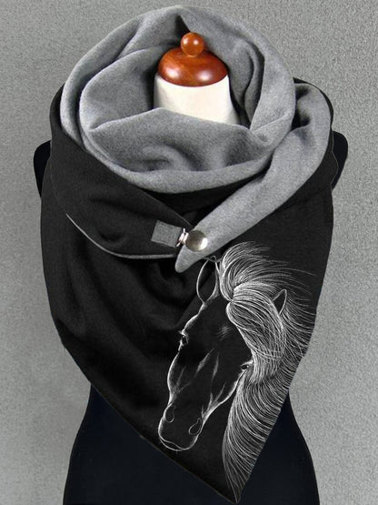 Women's Horse Print Casual Warm Scarf