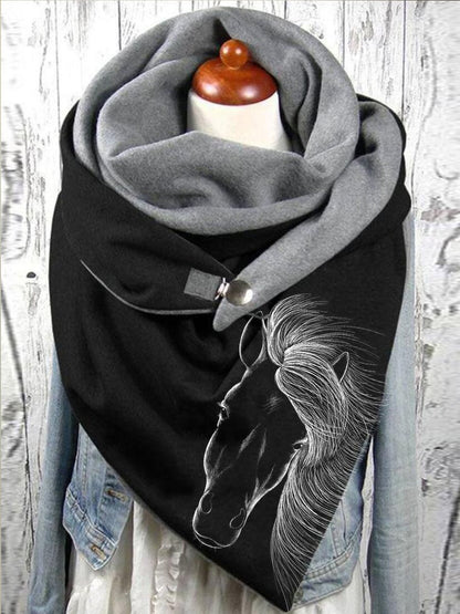 Women's Horse Print Casual Warm Scarf