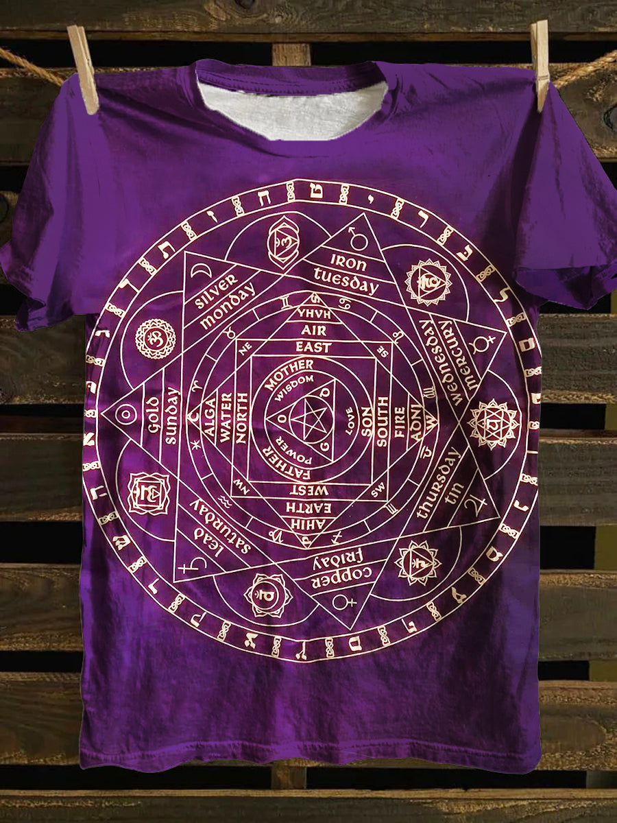 Unisex Tarot Card Healing Divination Pattern Casual Round Neck Short Sleeve T-Shirt