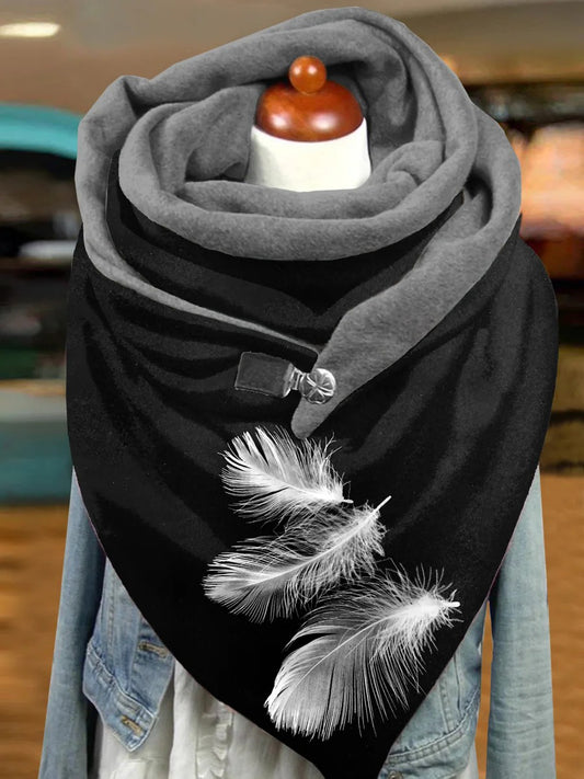 Women's Feather Print Casual Warm Scarf