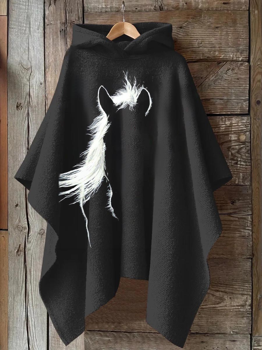 Unisex Horse Pattern Hooded Casual Warm Shawl