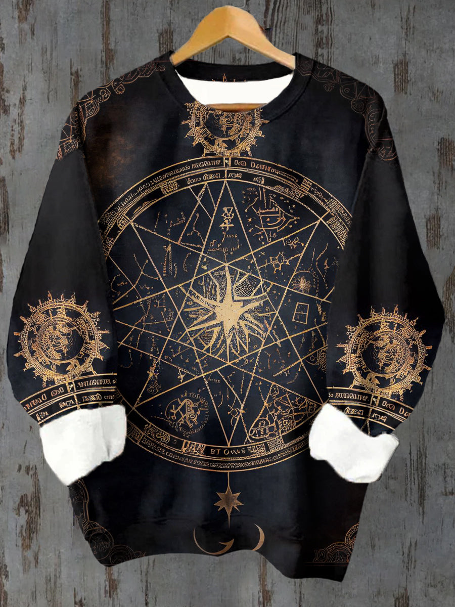 Unisex Tarot Card Constellation Pattern Casual Round Neck Long Sleeve Sweatshirt