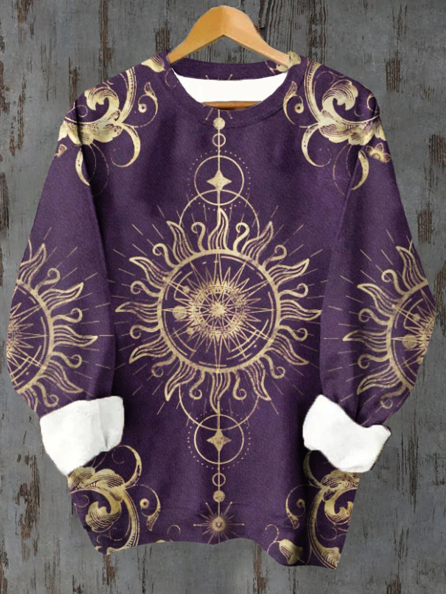 Unisex Tarot Card Pattern Casual Crew Neck Long Sleeve Sweatshirt