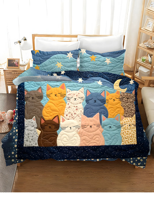 3-Piece Bedding Set With Artistic Cat Print