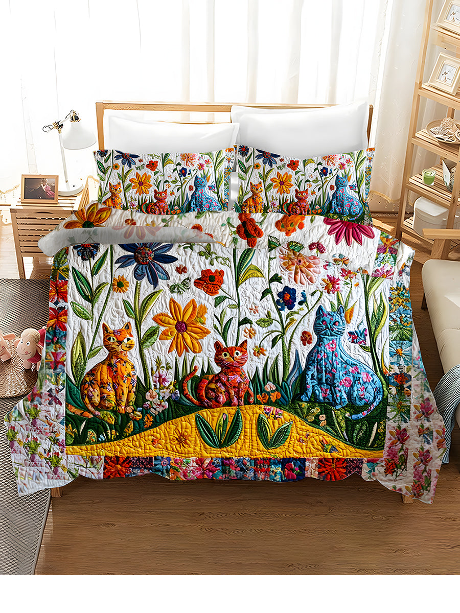 3-Piece Bedding Set With Artistic Cat Print