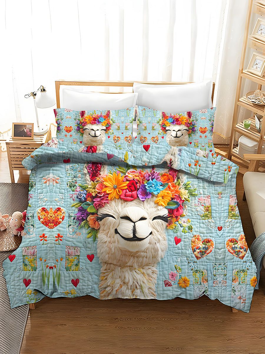 3 Piece Bedding Set Vintage Sheep Print