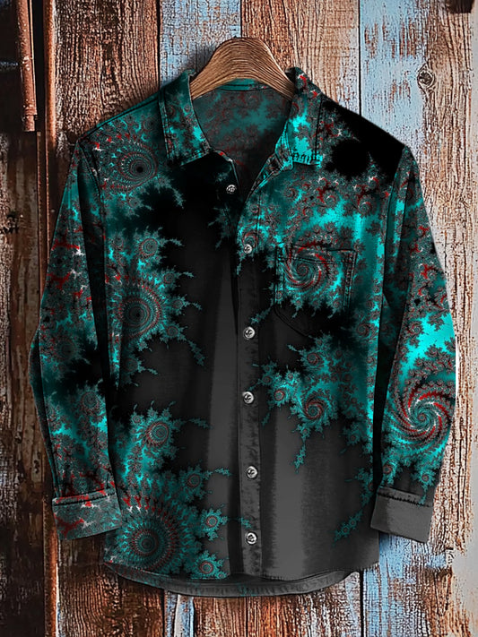 Retro Abstract Gradient Art Print Casual Long Sleeve Shirt