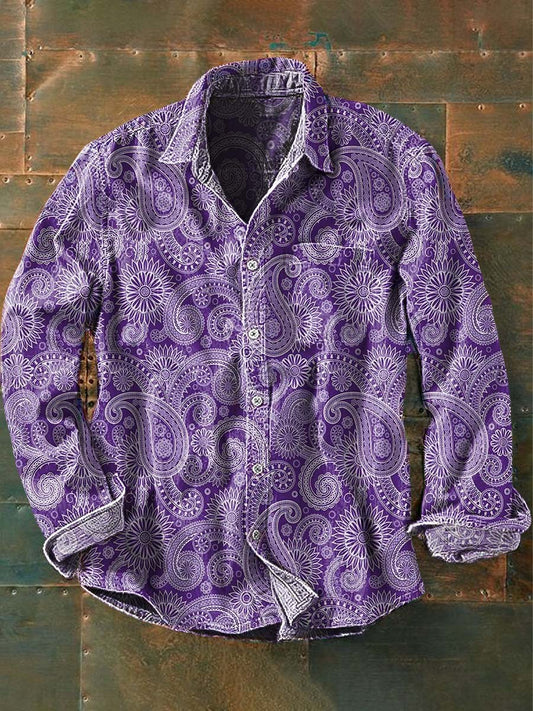 Men's Vintage Pattern Printed Casual Long Sleeve Shirt