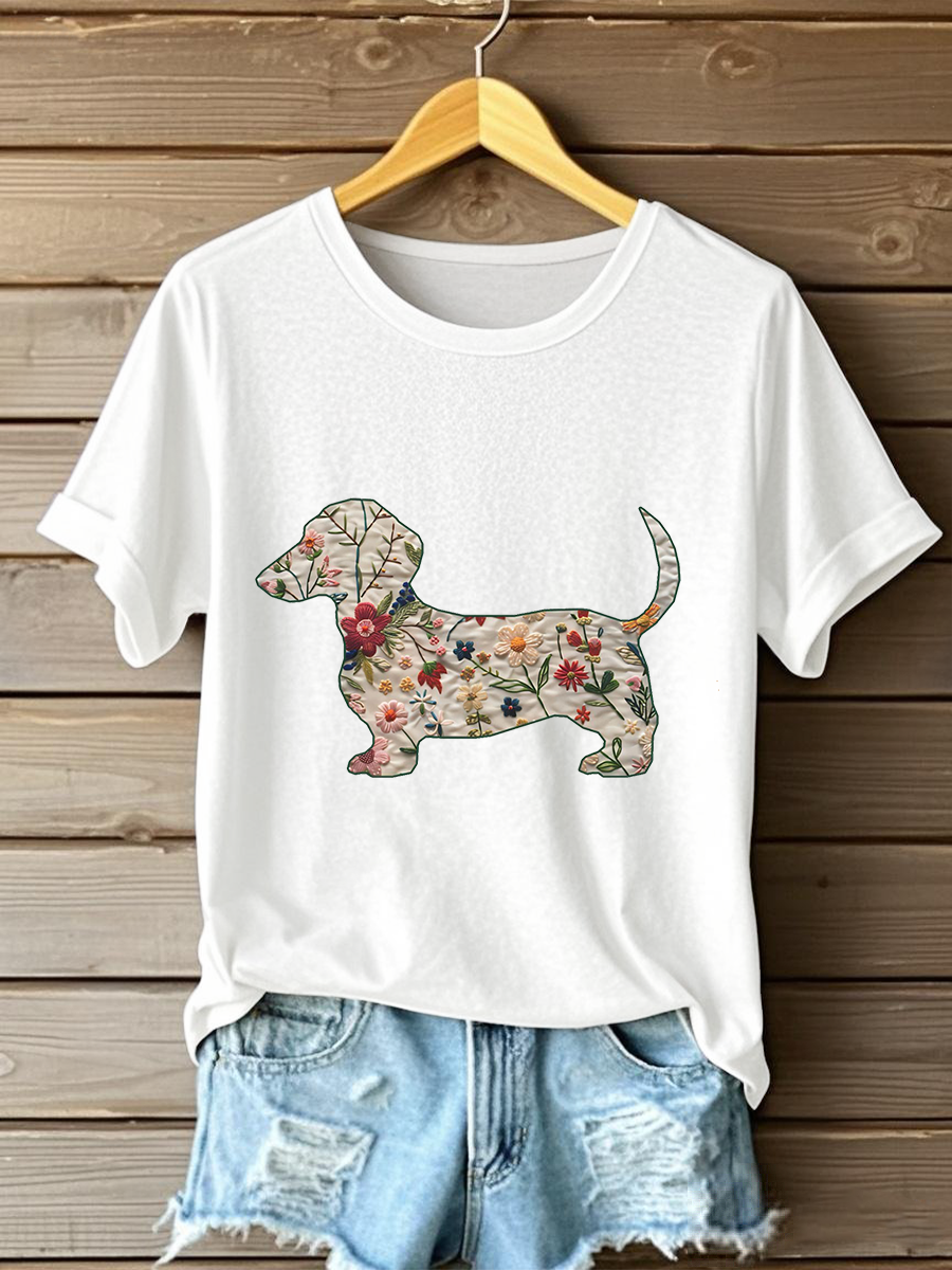 Women's Dachshund Printed Casual T-Shirt