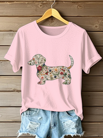 Women's Dachshund Printed Casual T-Shirt
