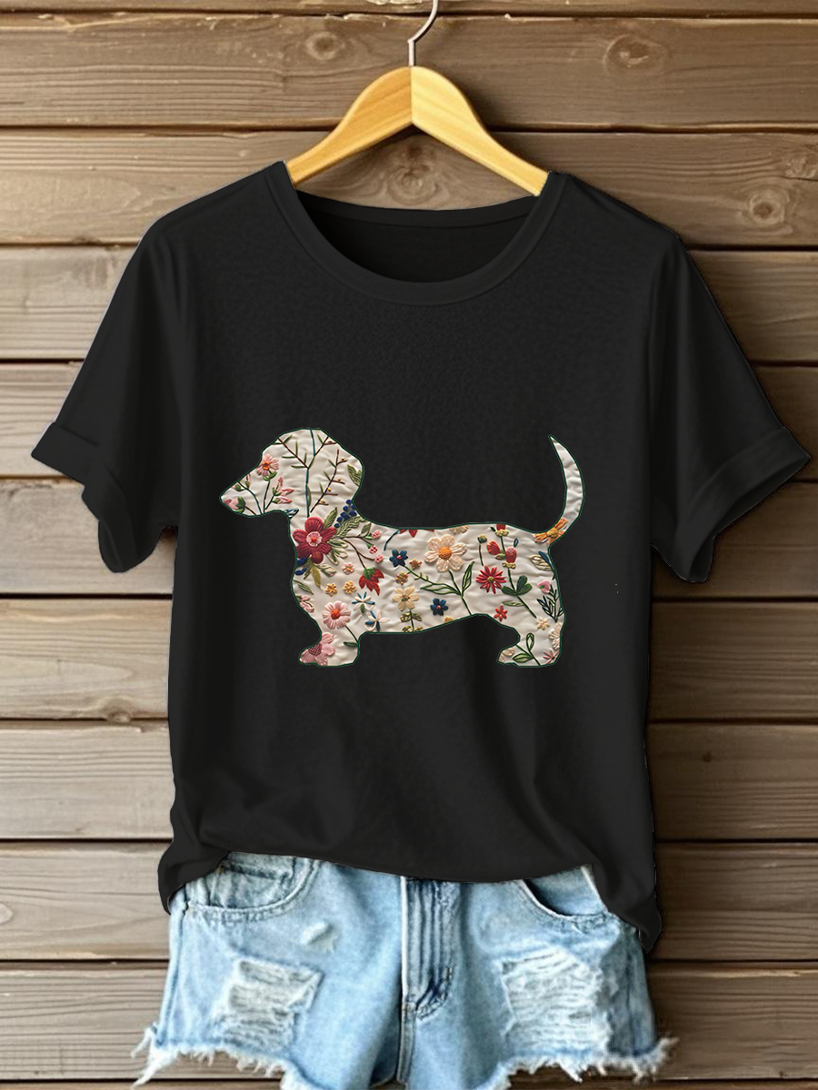 Women's Dachshund Printed Casual T-Shirt