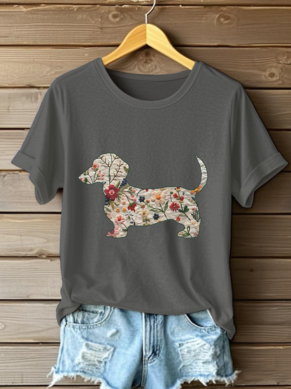 Women's Dachshund Printed Casual T-Shirt