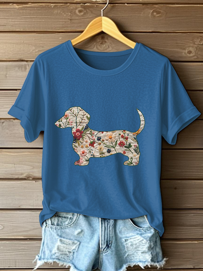 Women's Dachshund Printed Casual T-Shirt