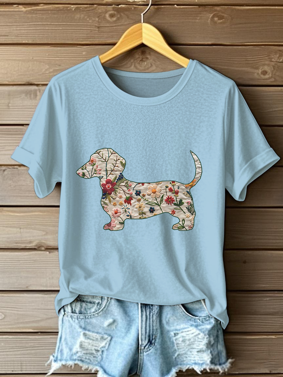 Women's Dachshund Printed Casual T-Shirt