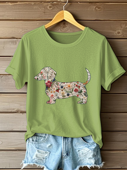 Women's Dachshund Printed Casual T-Shirt