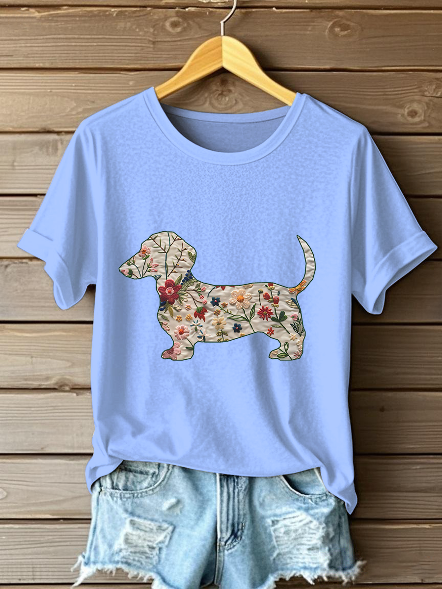 Women's Dachshund Printed Casual T-Shirt