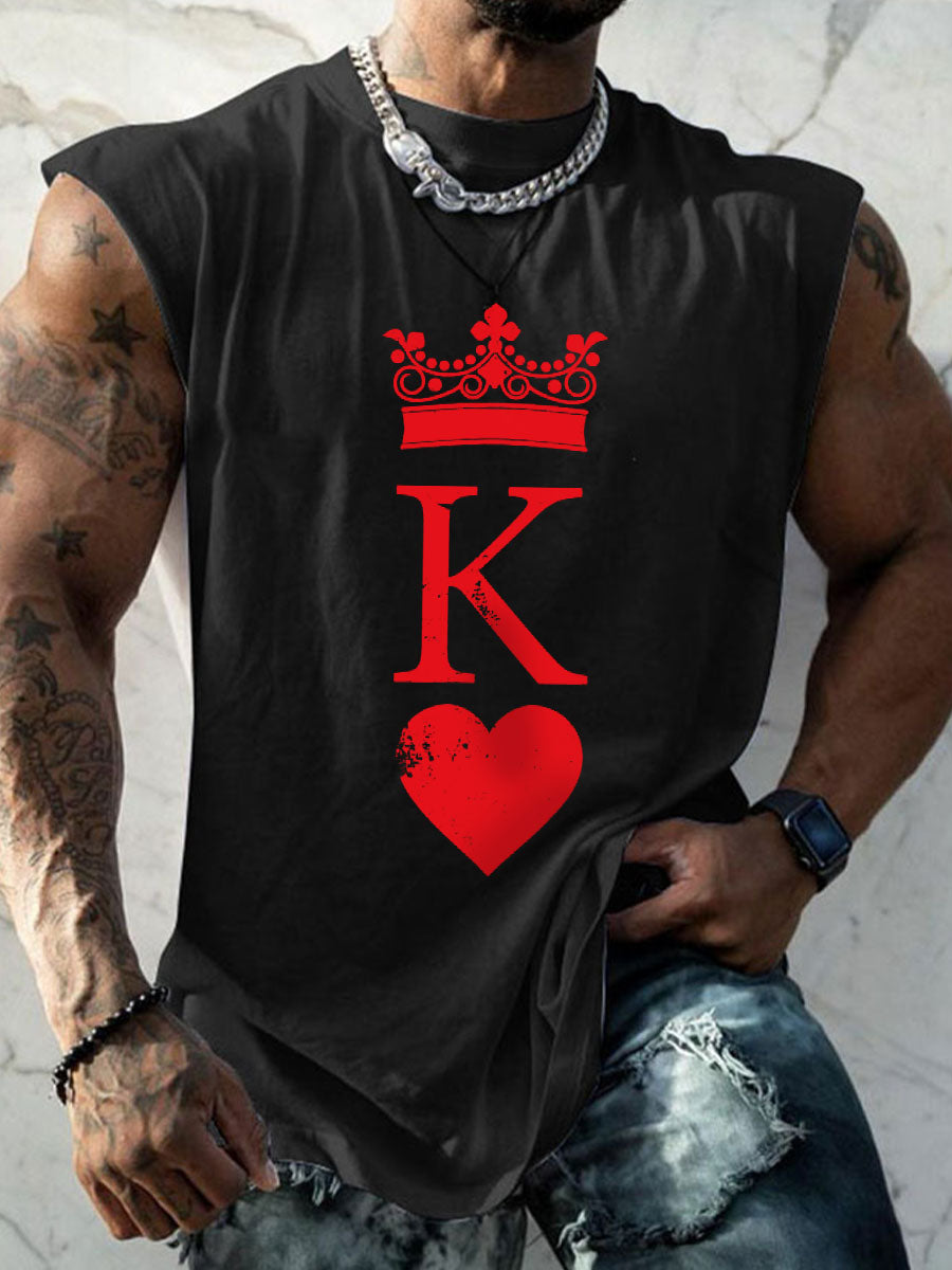 Men's poker king of hearts vest