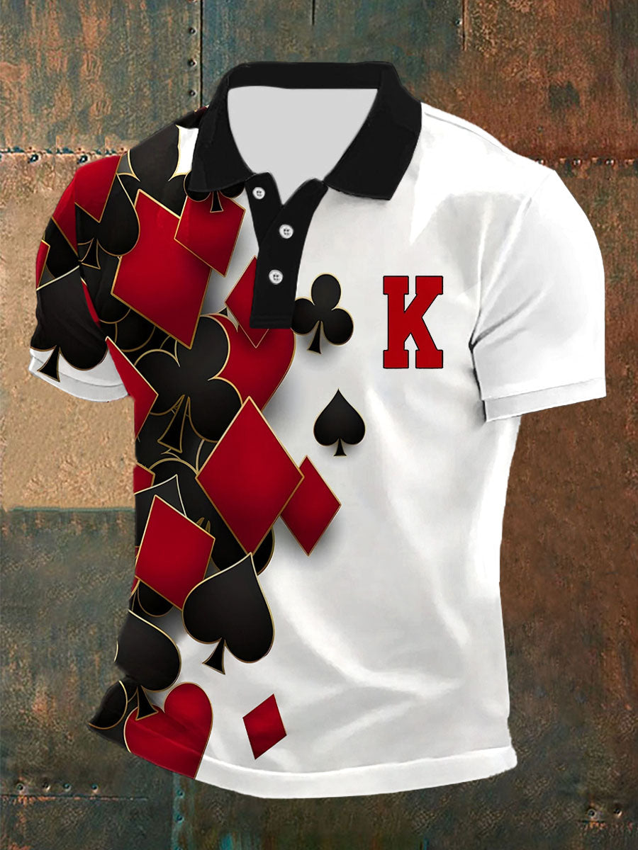 Men's Poker Print Casual Top