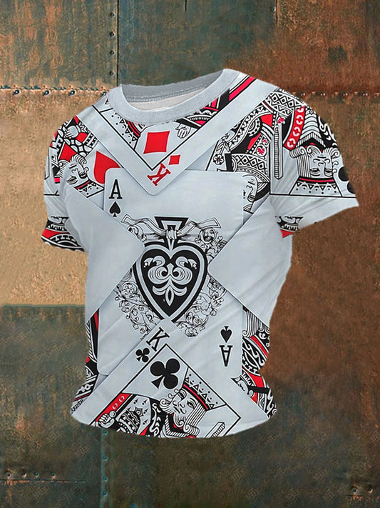 Men's Poker Printed Casual T-Shirt