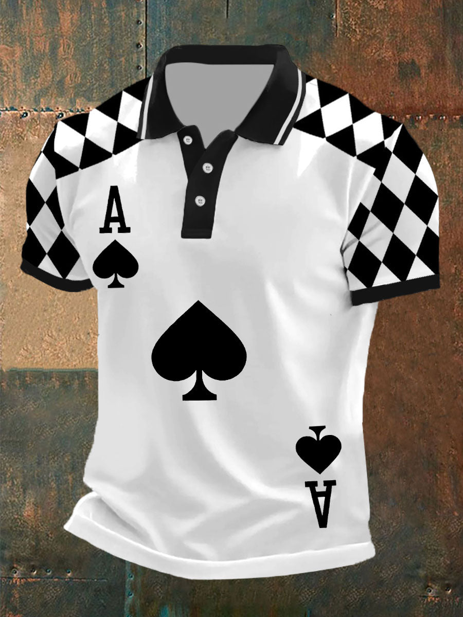 Men's poker ace of spades tops