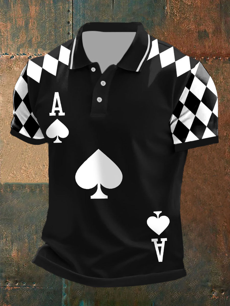 Men's poker ace of spades tops