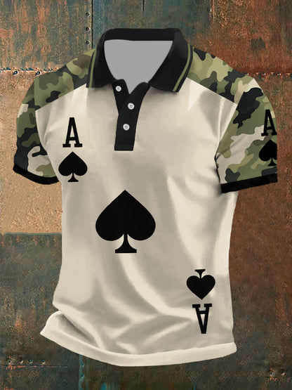 Men's poker Ace of Spades camouflage tops
