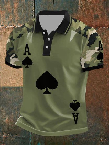 Men's poker Ace of Spades camouflage tops