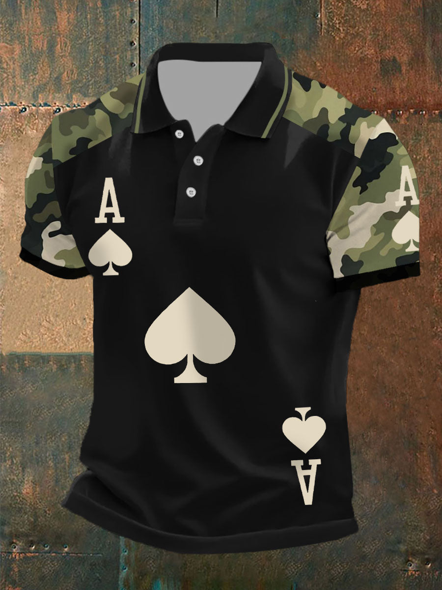 Men's poker Ace of Spades camouflage tops