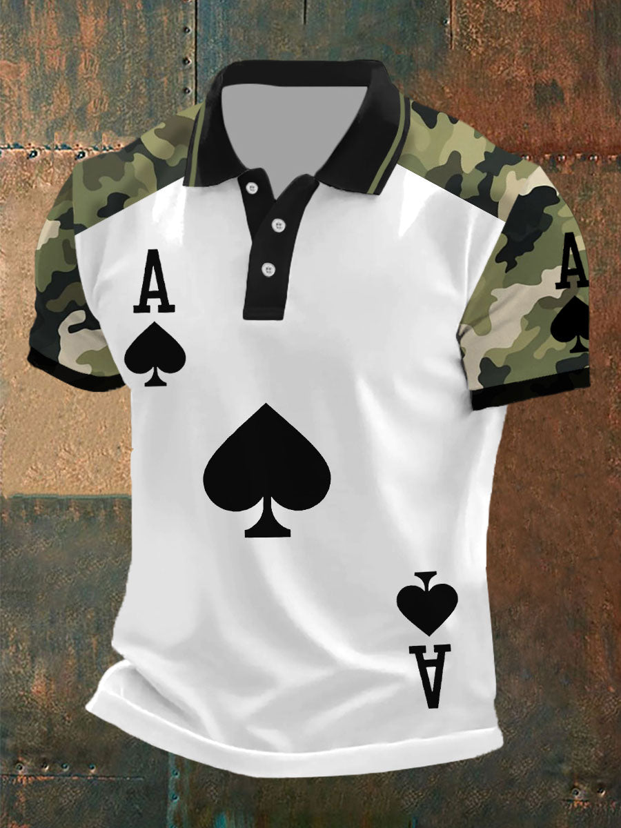 Men's poker Ace of Spades camouflage tops