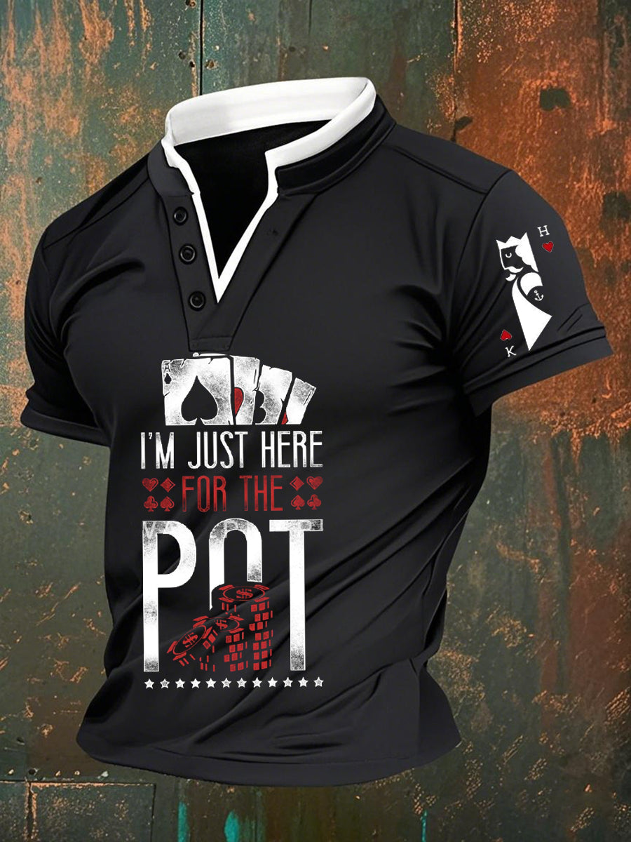Men's Retro Poker Pattern Casual Short Sleeve Polo Shirt