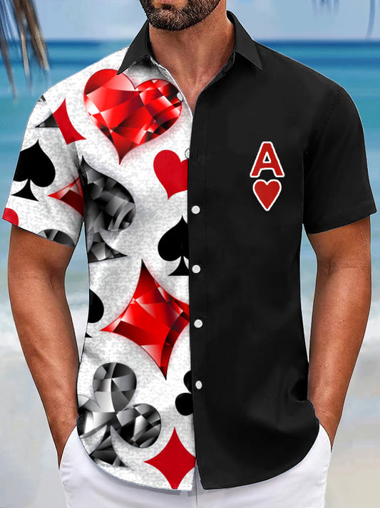 Men's Resort-Style Poker Hearts A Shirts