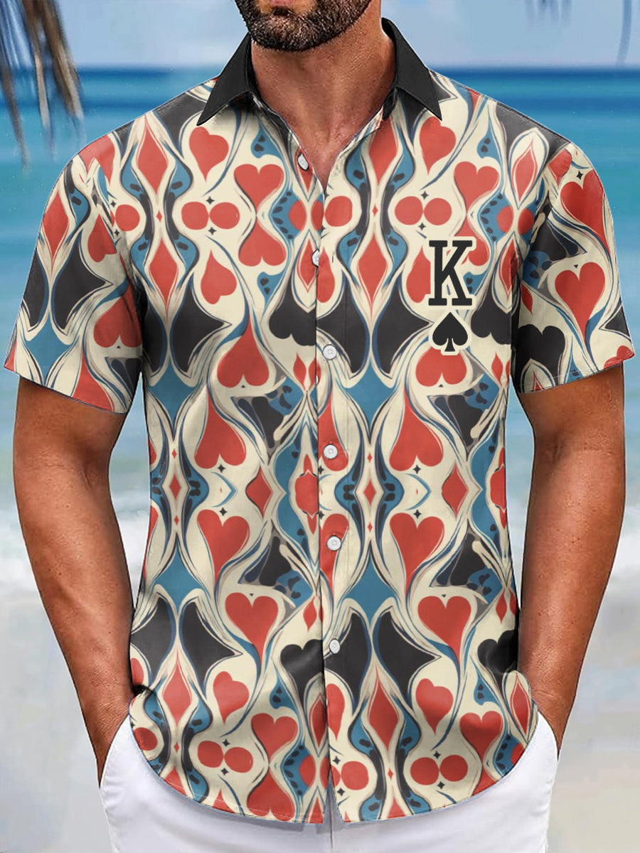 Men's resort-style poker ace of spades shirts