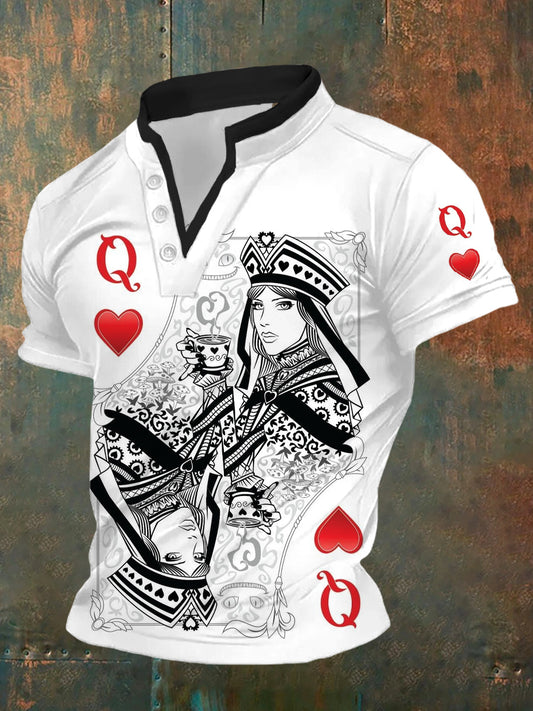 Men's Retro Poker Art Casual Polo Shirt