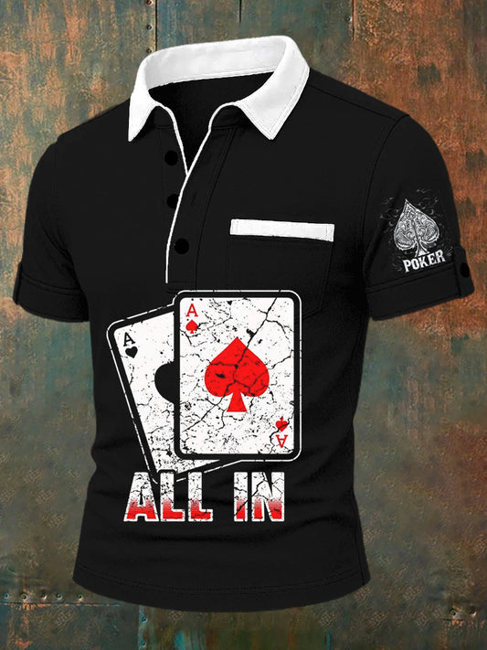 Men's Retro Poker Art Casual Polo Shirt