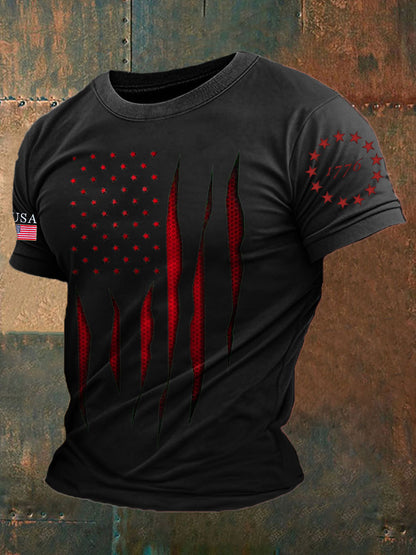 Men's 4th of July Independence Day Patriotic Flag Printed T-shirt