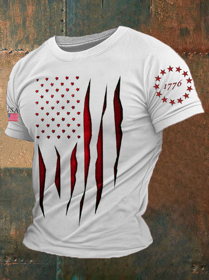 Men's 4th of July Independence Day Patriotic Flag Printed T-shirt