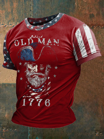 Men's 4th of July Independence Day Patriotic Flag Printed T-shirt